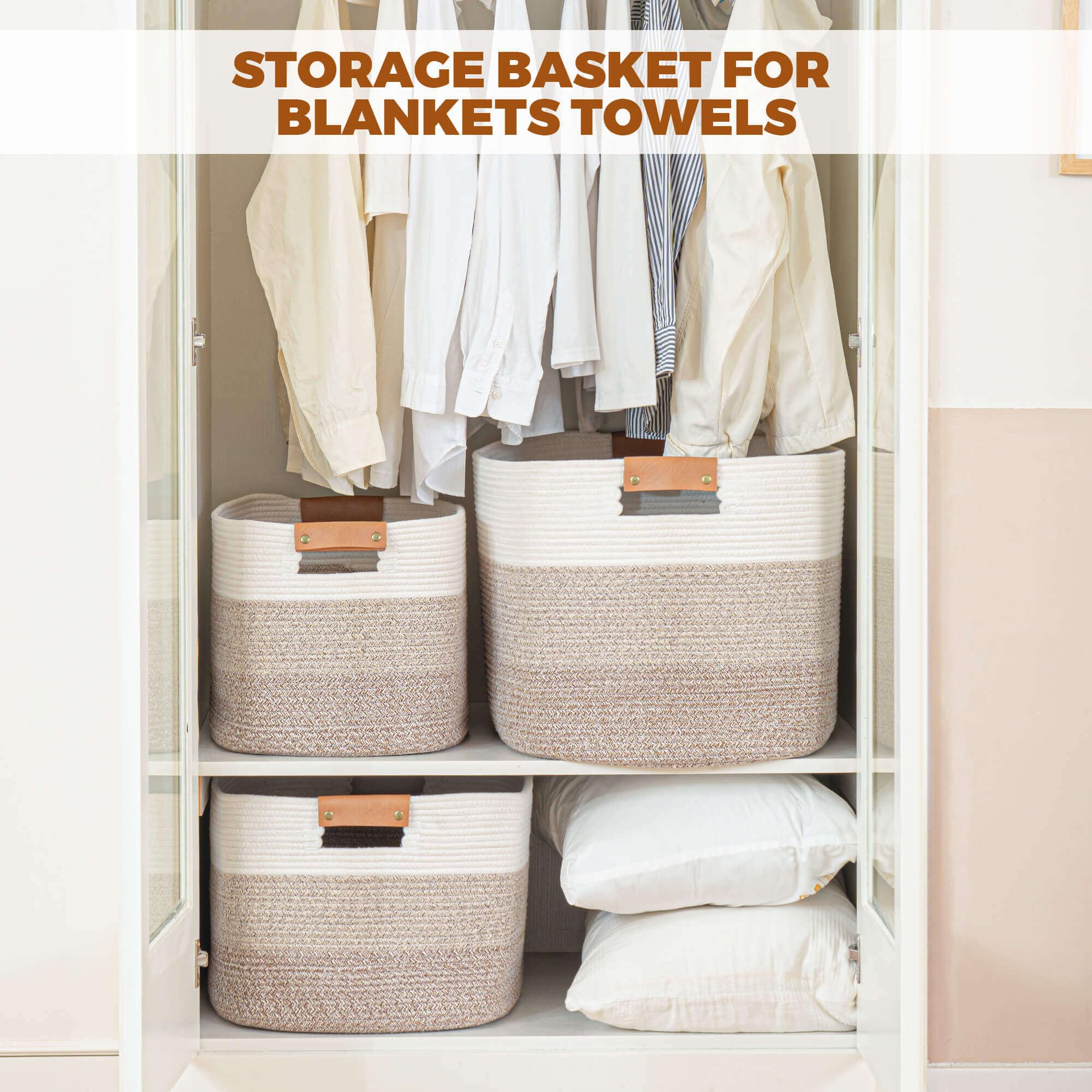 danpinera rectangle blanket storage basket folded for compact storage in closet or cabinet