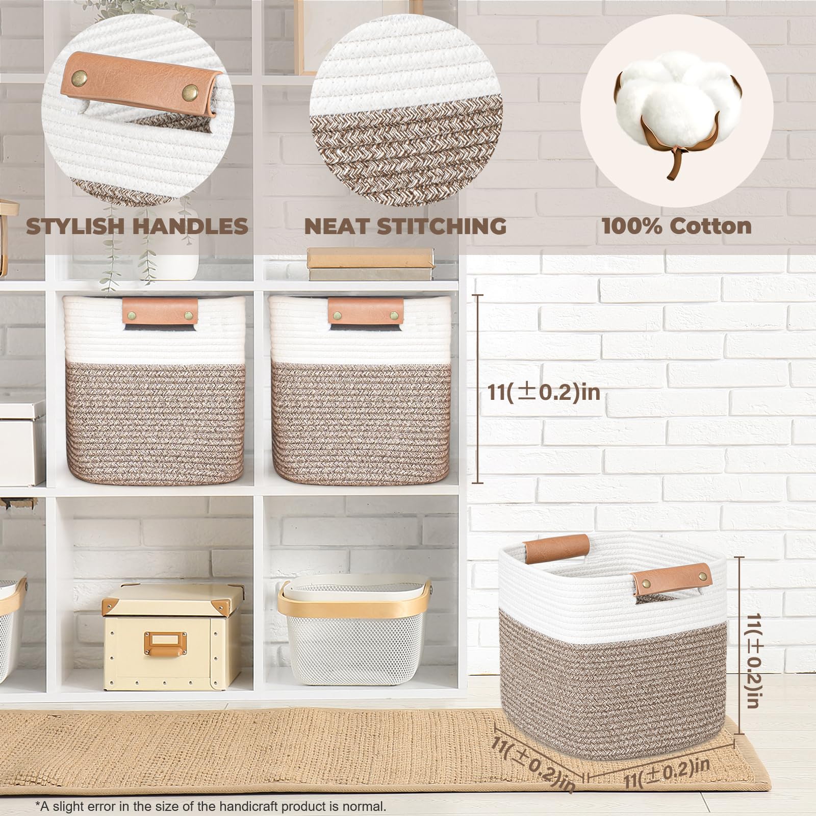 danpinera storage baskets leather handles closeup showing easy-grip design