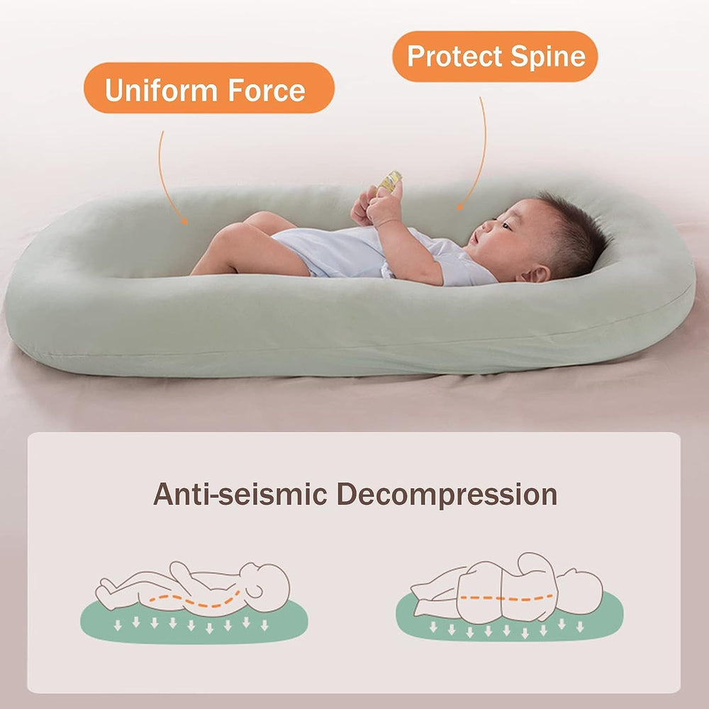 DAOLUAN baby lounger in living room setup illustrates lightweight, portable design.