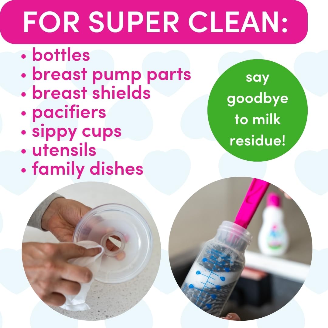 Dapple Baby Bottle Cleaning Foam SUDS demonstrates foaming power for bottles