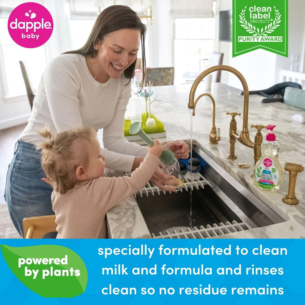 Dapple baby bottle soap refill fragrance-free label highlights pure hypoallergenic formula