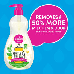 Dapple label closeup highlights clean-label, plant-based formula for families.