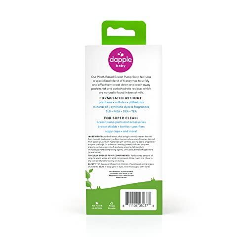 Dapple Breast Pump Soap bottle highlighted as plant-powered cleaning solution for baby items.