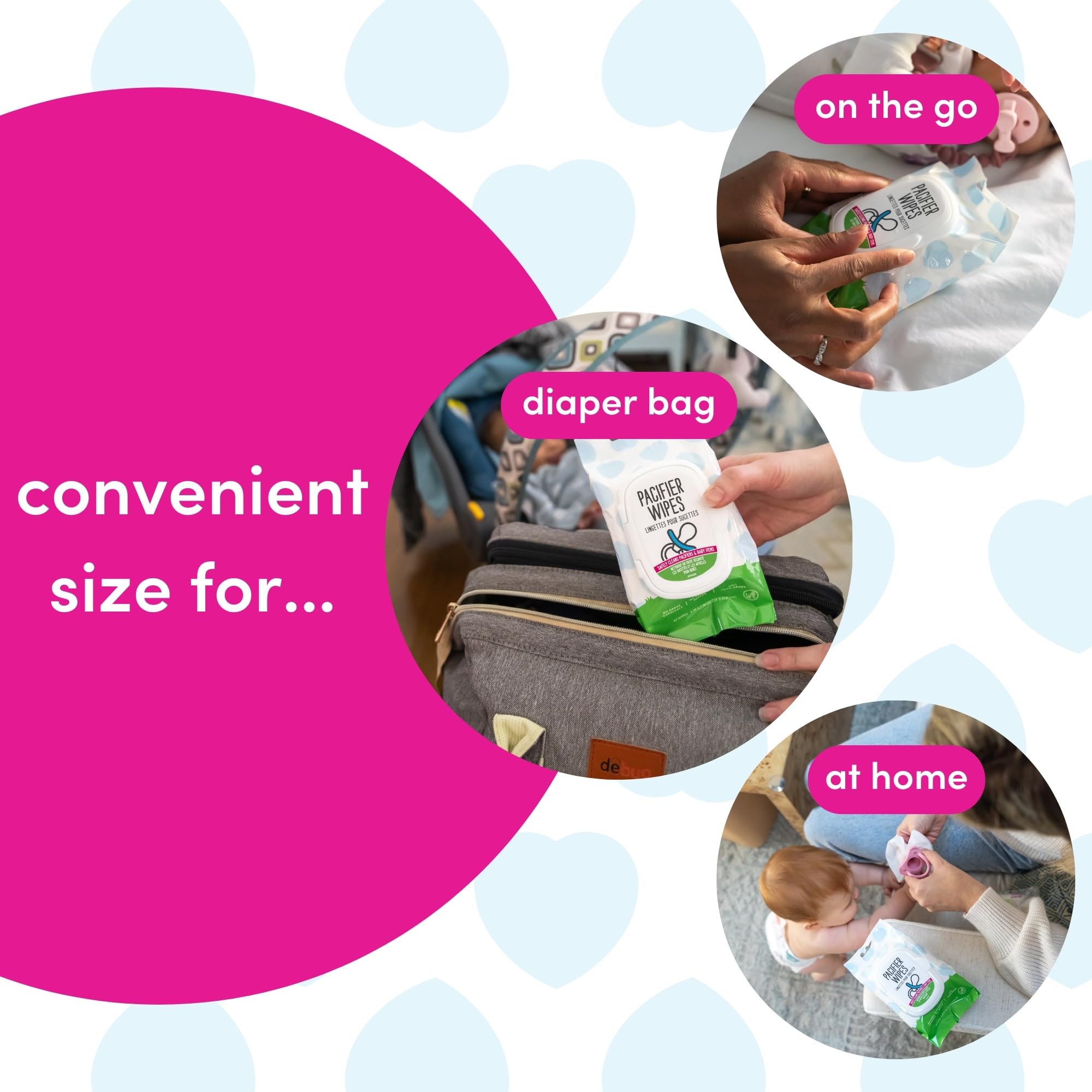 Dapple Pacifier Wipes close-up features the plant-powered formula.