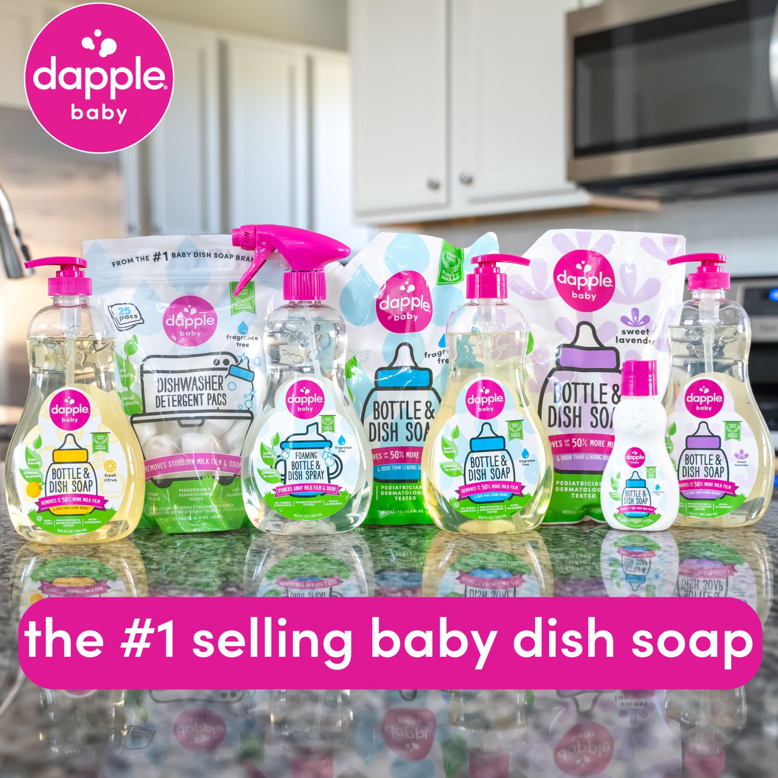 Dapple Purity Award label signals clean, safe ingredients in the product.