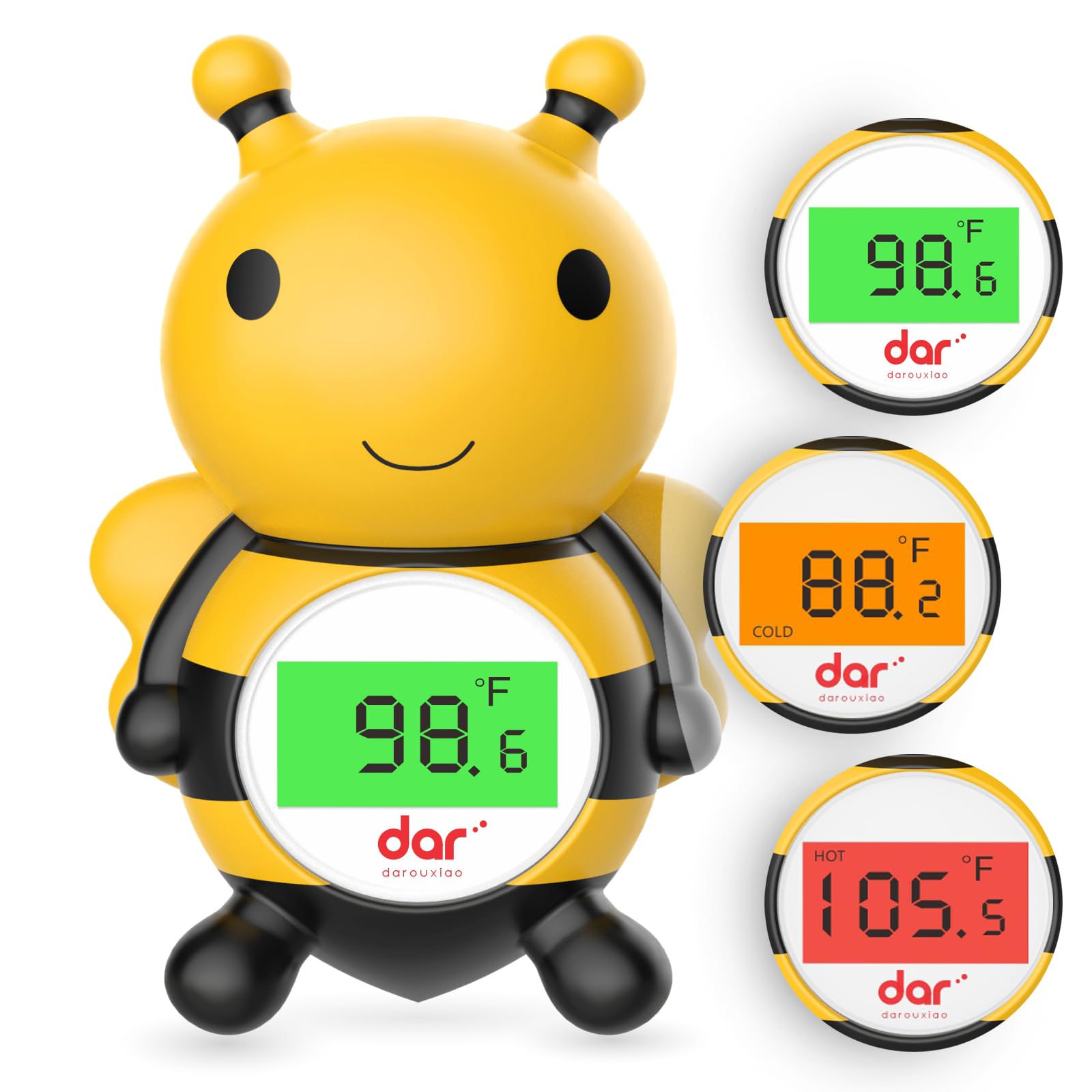 dar darouxiao baby bath thermometer duck-shape front view shows safe bath temperatures