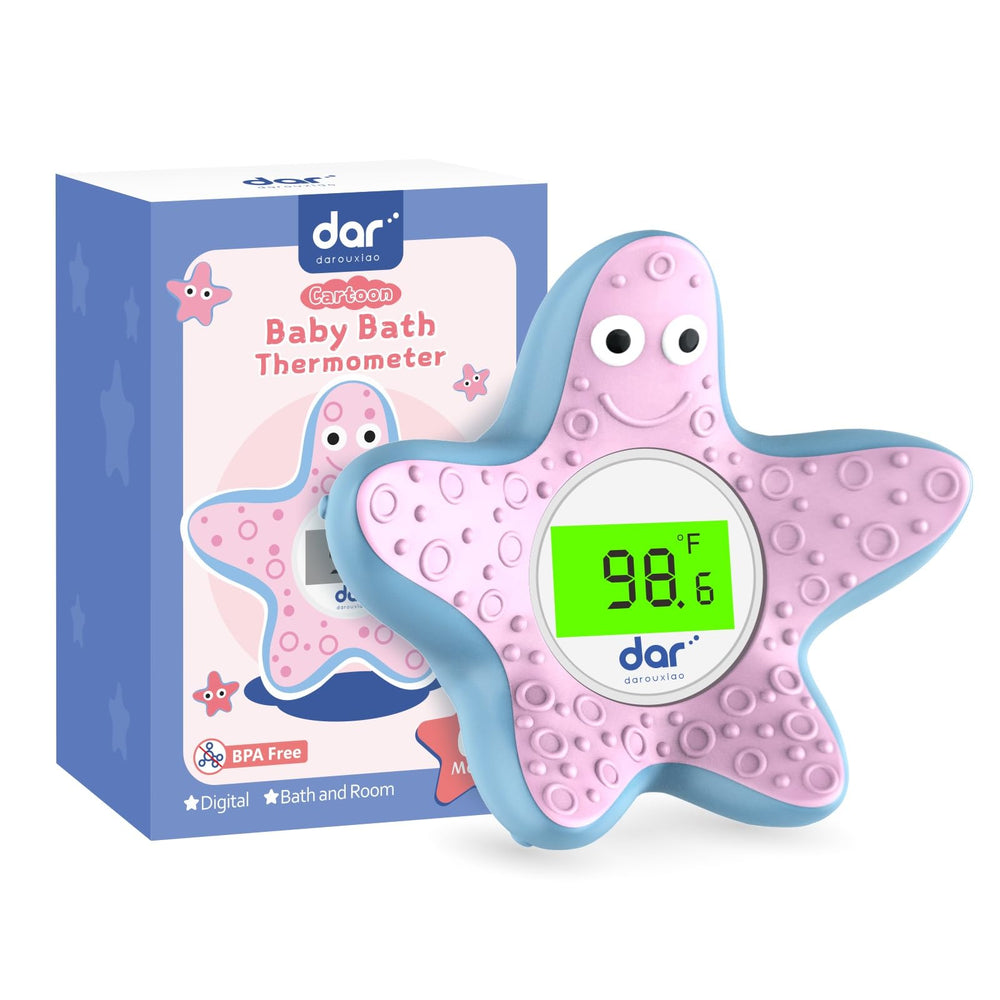Dardarouxiao baby bath thermometer in duck shape shows safe bath temperature for a gentle soak.