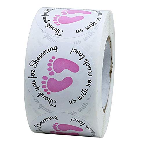 Dartsz pink baby shower sticker roll ready-to-use for favors and cards