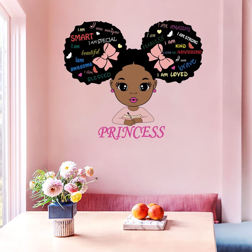 Datesno afro girl wall sticker I AM LOVED brightens nurseries with encouraging words.