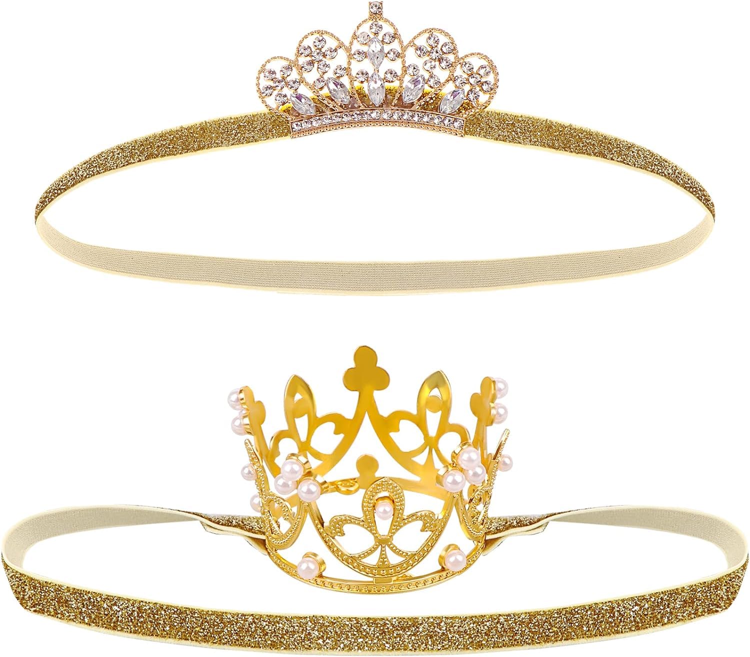 DatingShiny gold baby tiara with crystals for sparkling baby photoshoots.