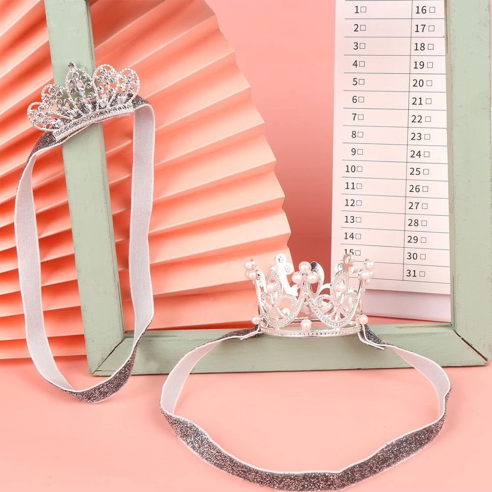 DatingShiny baby tiara worn as a headband, gentle soft-band for comfortable all-day wear.