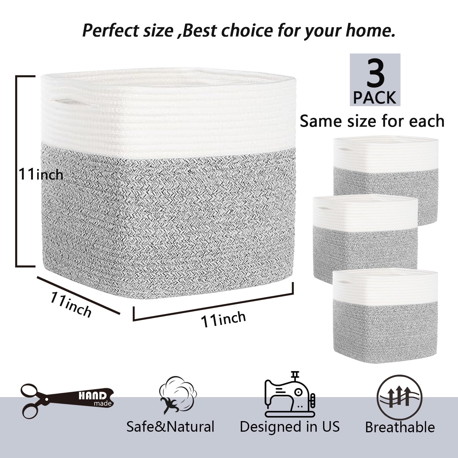 DAVIHOMI non-toxic cotton rope material supports safe home storage