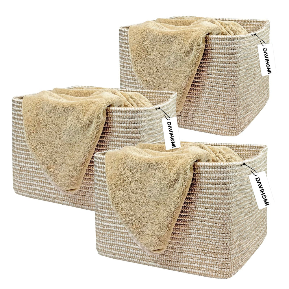 DAVIHOMI small rope basket closeup weave for durable living room storage