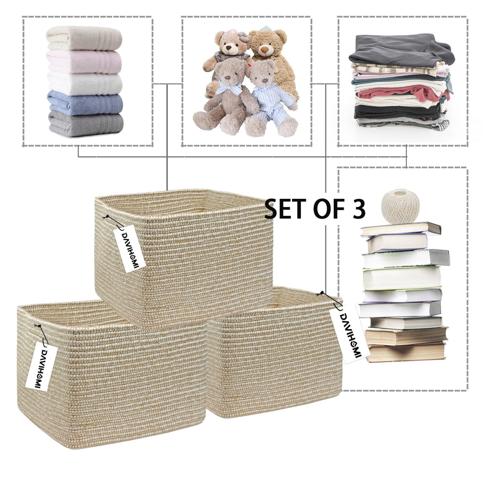 DAVIHOMI small rope basket toy storage keeps clutter tidy