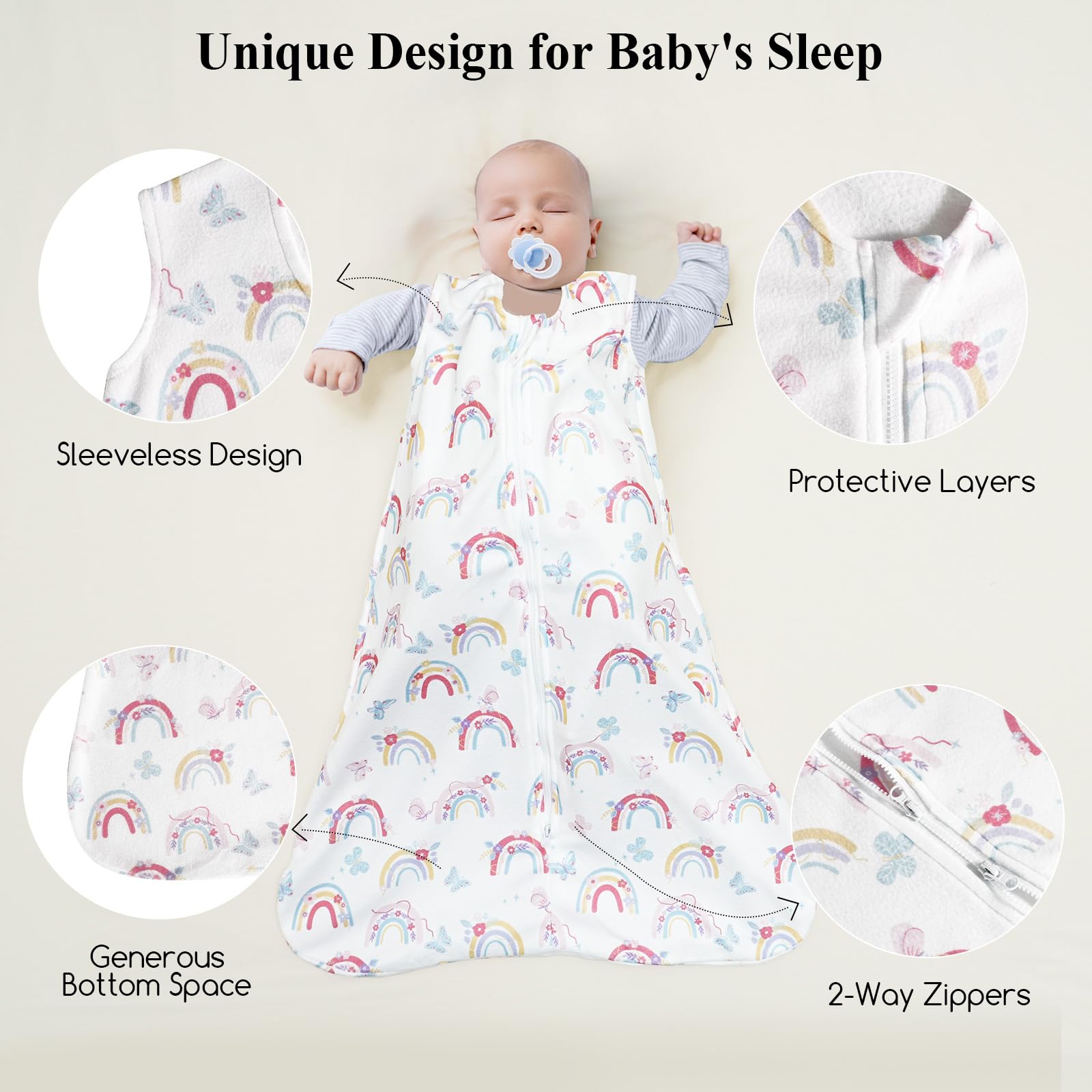 David's Kids sleep sack with 2-way zip shows easy diaper changes.