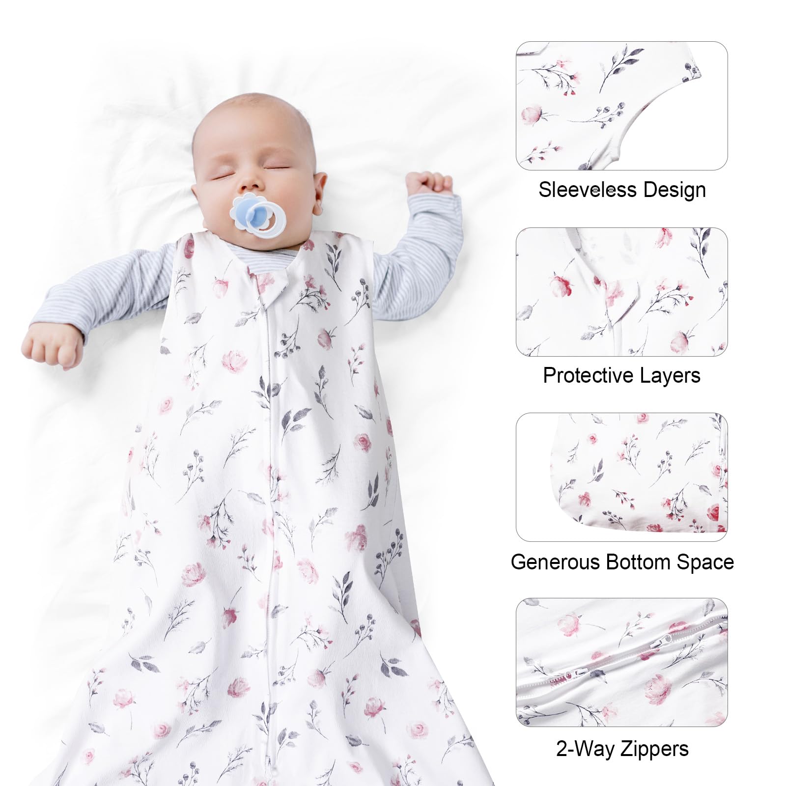 David's Kids sleep sack with 2-way zipper enables easy diaper changes.