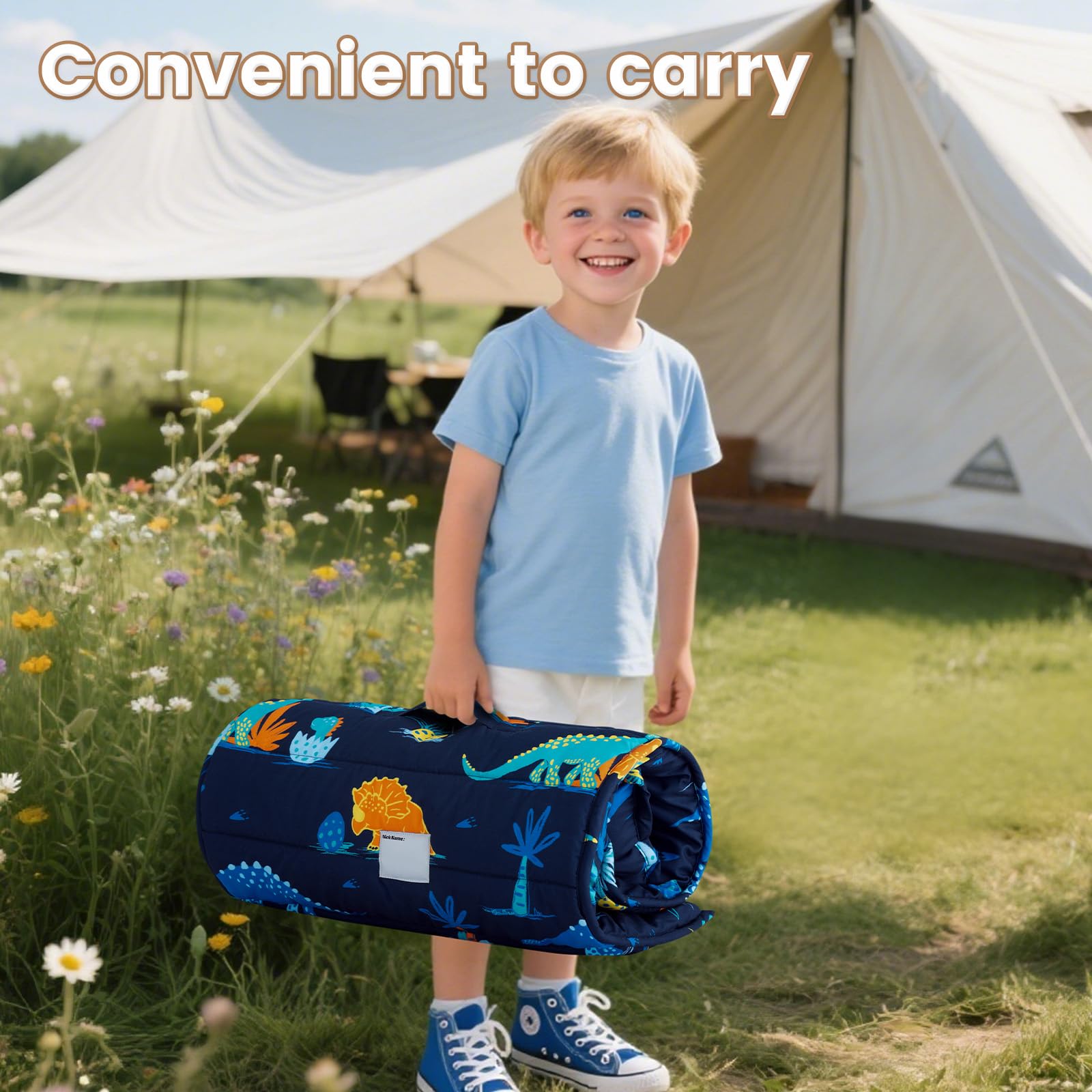 David's Kids 50x20 nap mat in use, ideal for small beds and floor naps.