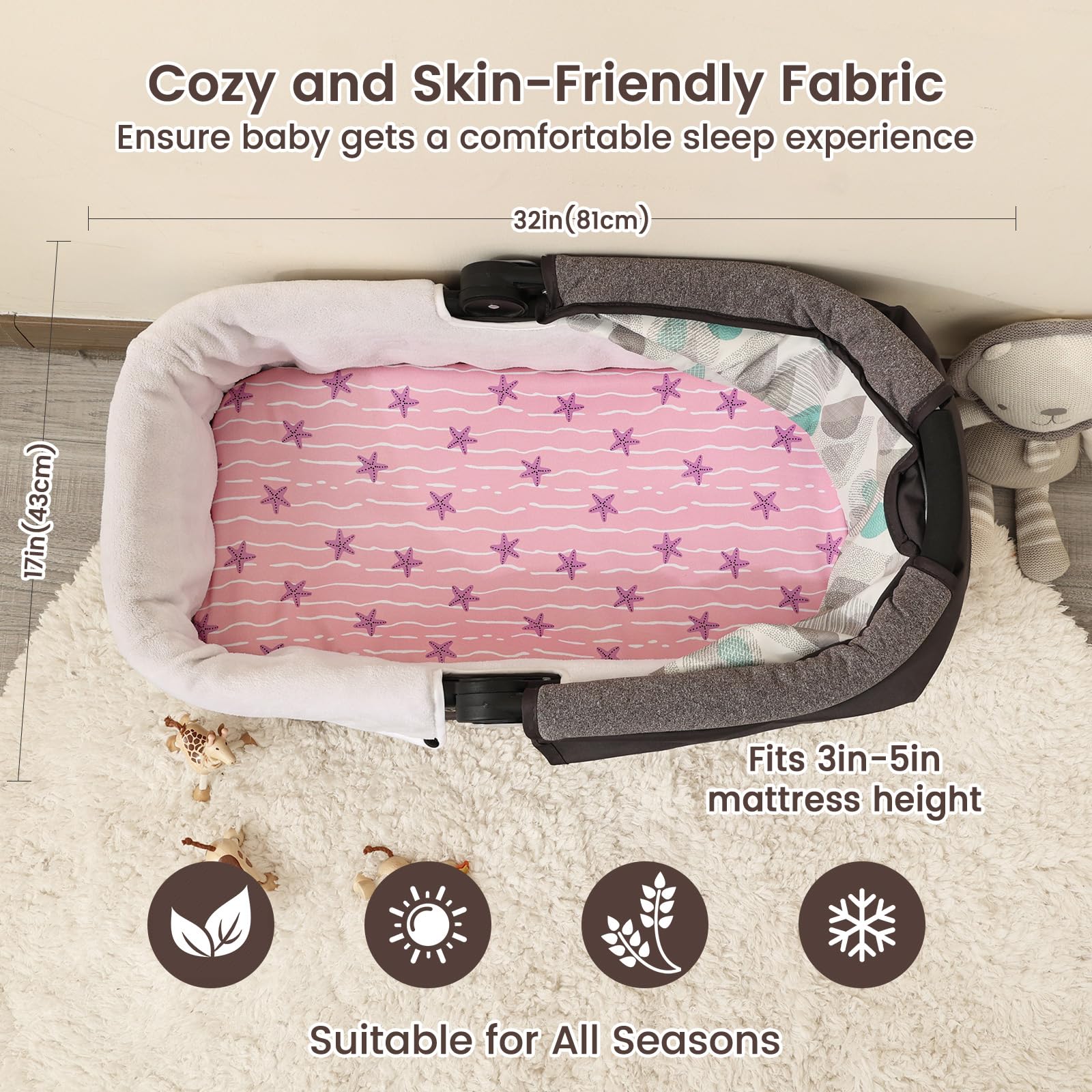David's Kids bassinet sheets five-inch pocket keeps sheet secure