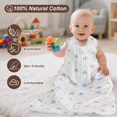 David's Kids butterfly sleep sack side view highlights unrestricted arm movement.