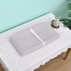 David's Kids changing pad cover light grey folded demonstrates durable microfiber for everyday nursery use.