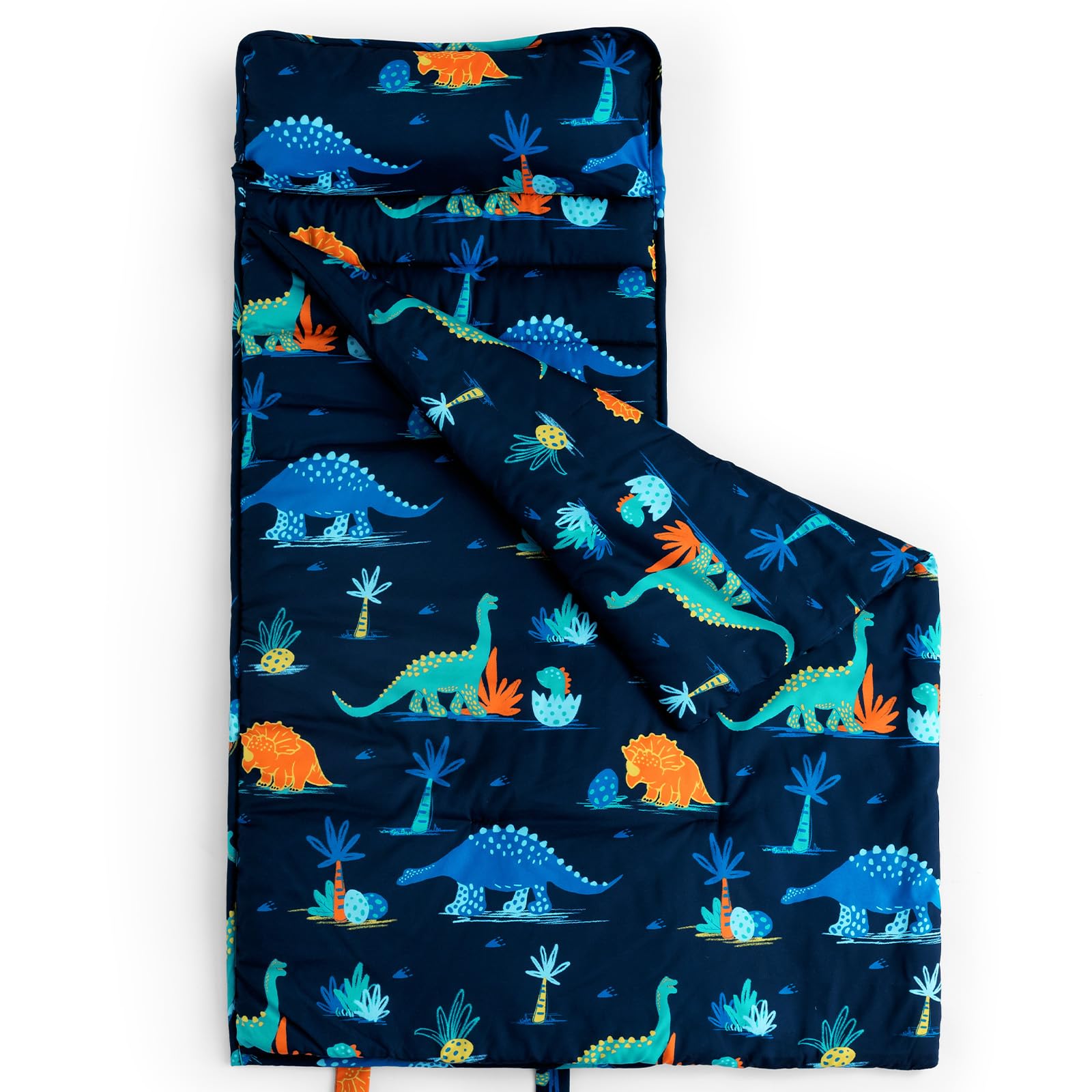 David's Kids Dinosaur Nap Mat front view demonstrates cozy design for relaxed preschool naps.
