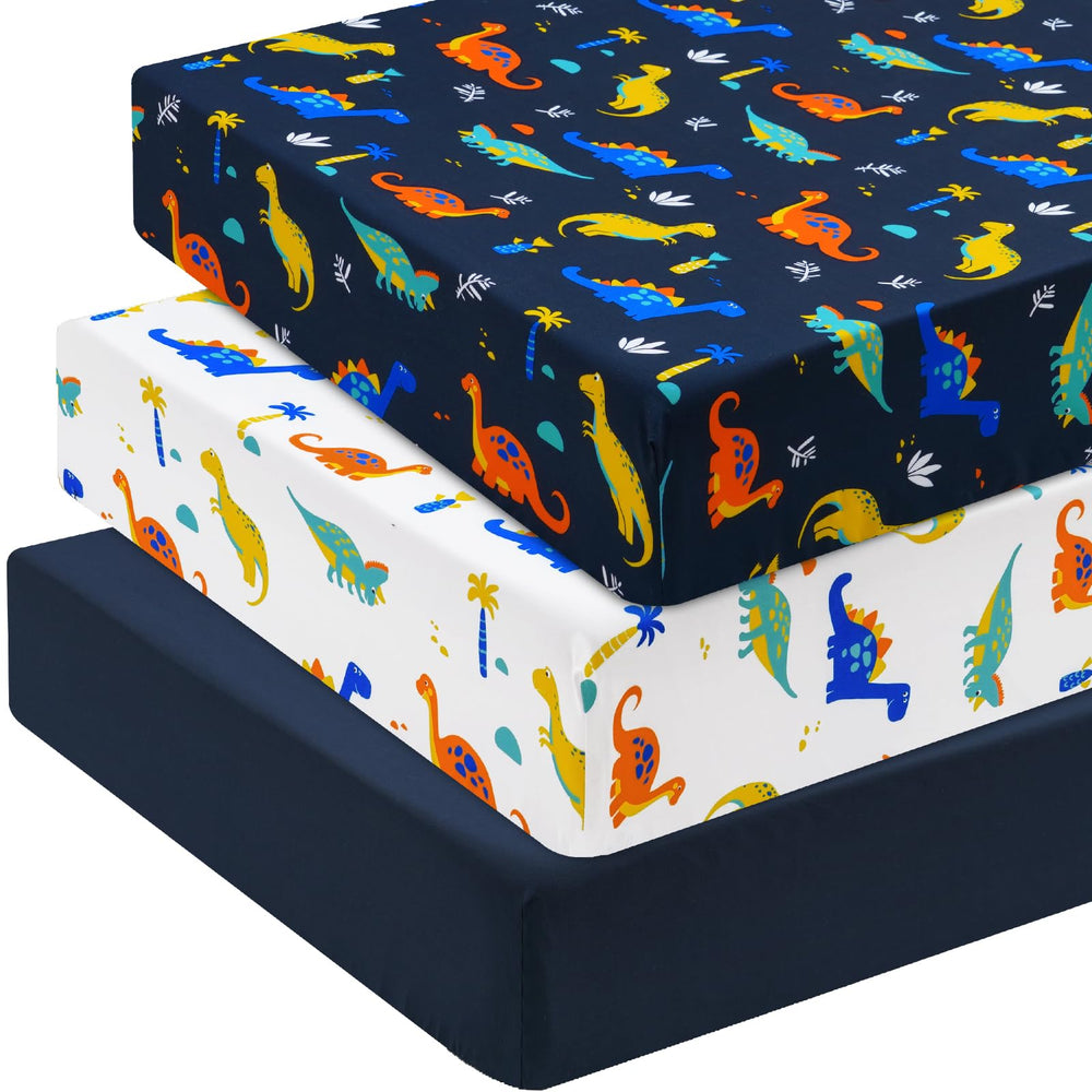 The davids-kids dinosaur-pattern crib sheet provides a cheerful design with durable comfort for nap time.