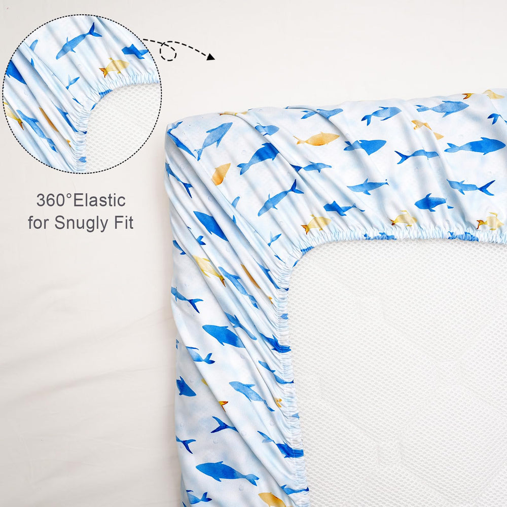 David's Kids easy-care crib sheets stay colorfast and soft after washing.