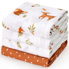 David's Kids forest animals swaddle blanket offers cozy security for newborn sleep.