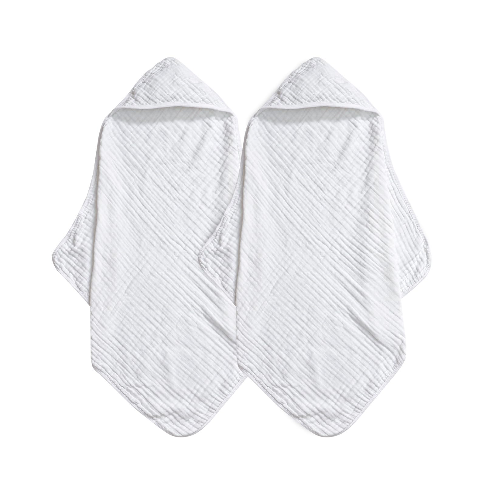 David's Kids hooded towel white close-up shows ultra-soft muslin weave for gentle bath time.