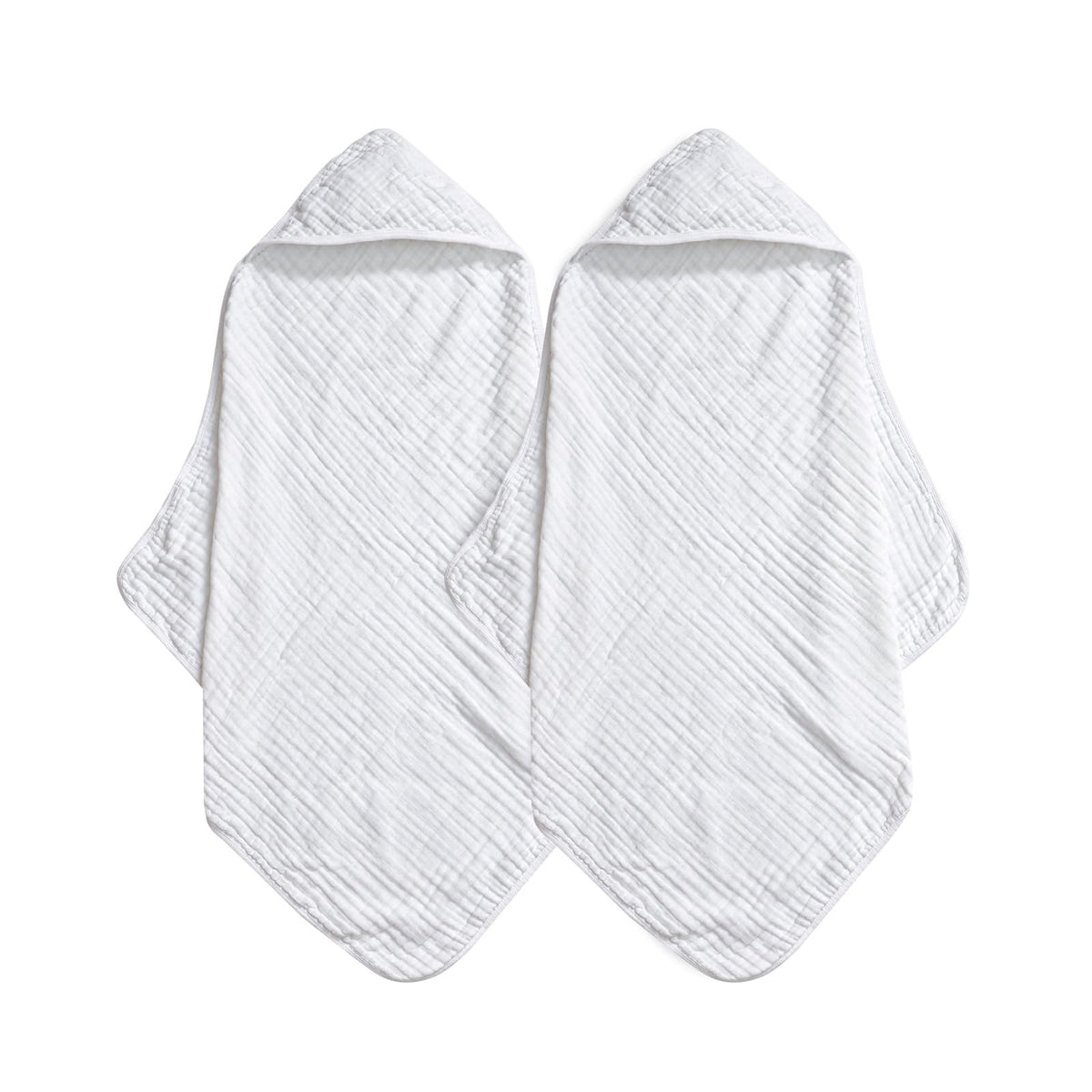 David's Kids hooded towel white close-up shows ultra-soft muslin weave for gentle bath time.