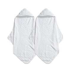 David's Kids hooded towel white close-up shows ultra-soft muslin weave for gentle bath time.