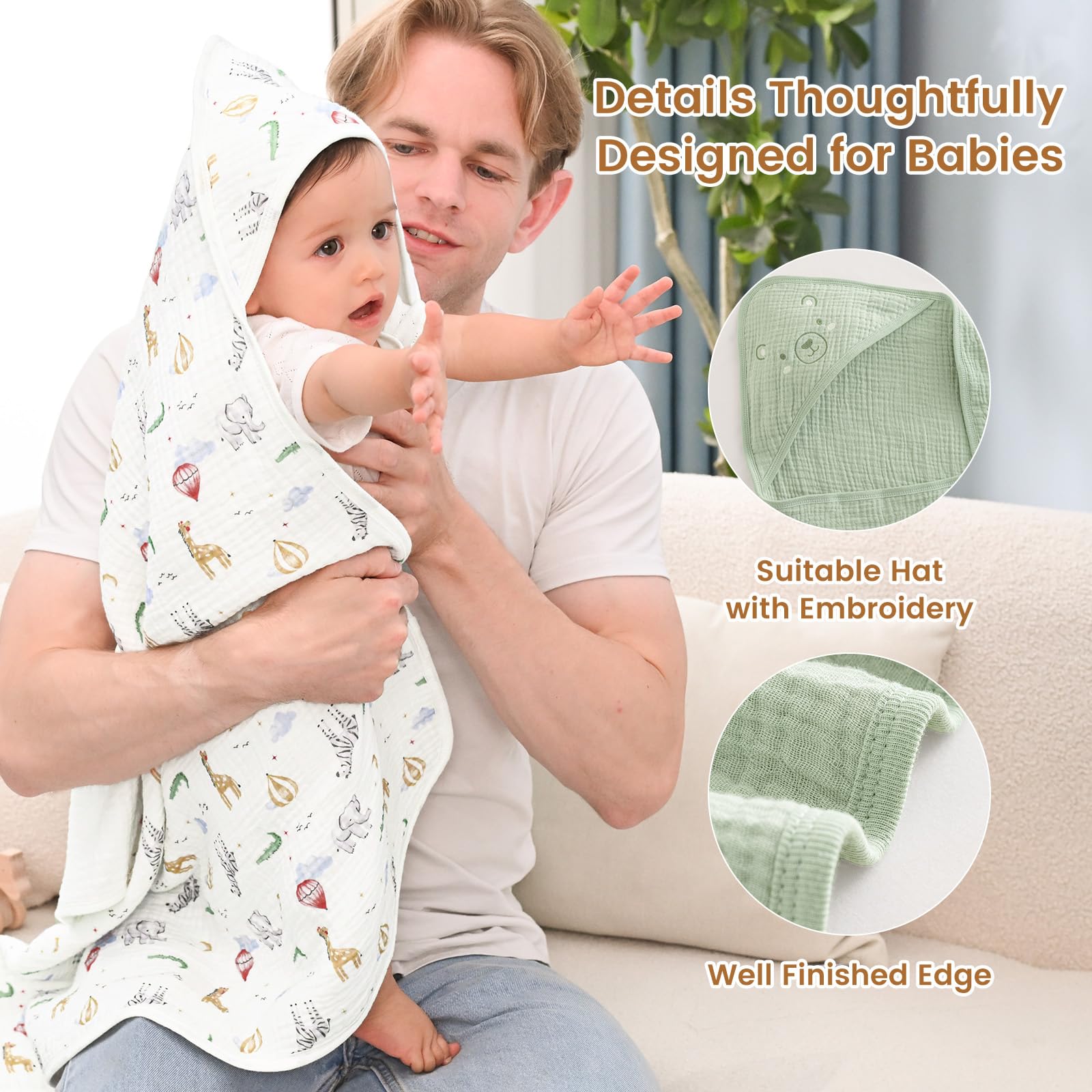 David's Kids hooded towel wrapped on baby delivers cozy warmth after bath.