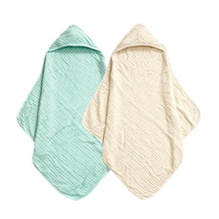 David's Kids beige hooded towel close-up shows soft muslin for newborn comfort