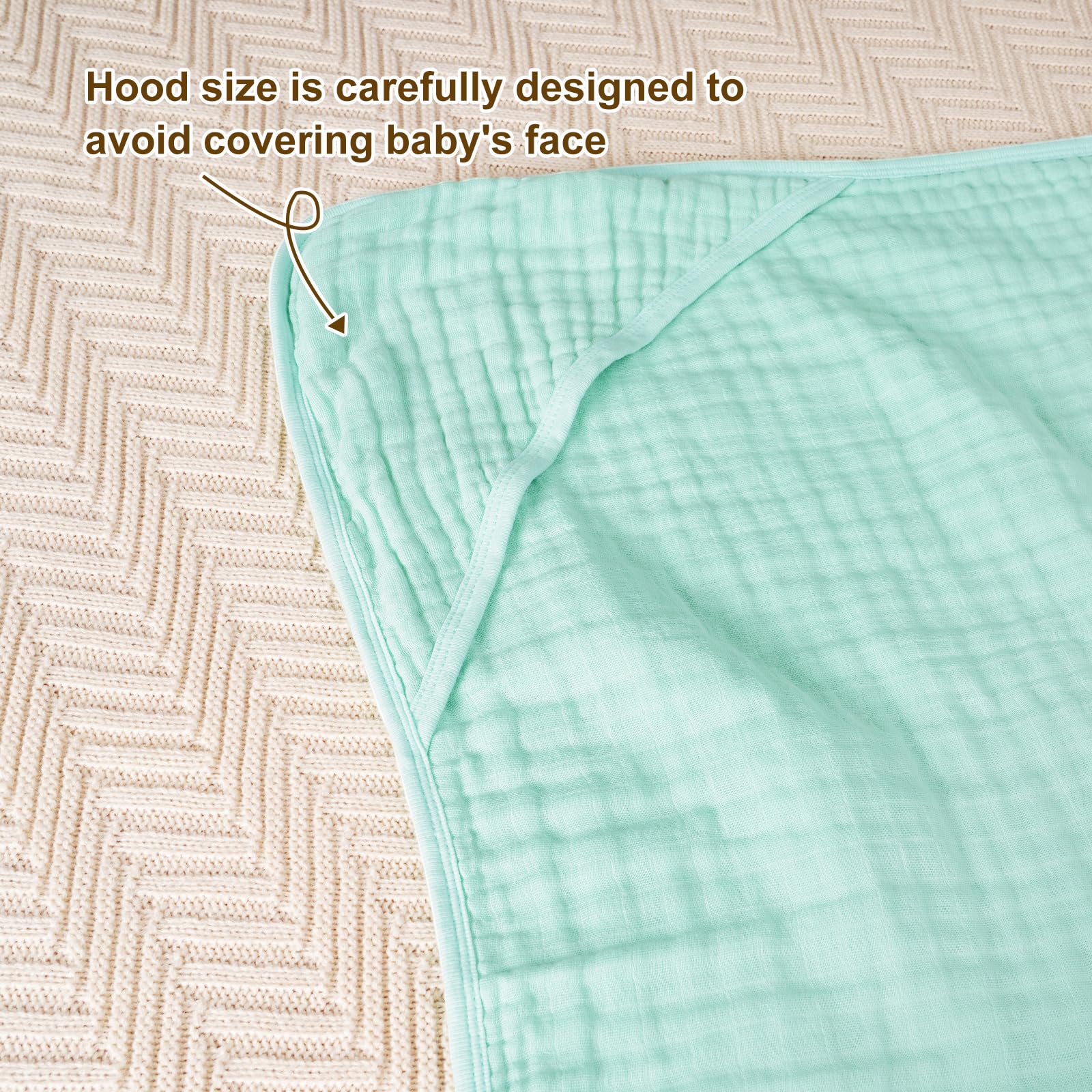 David's Kids beige hooded towel on baby after bath for cozy wrap