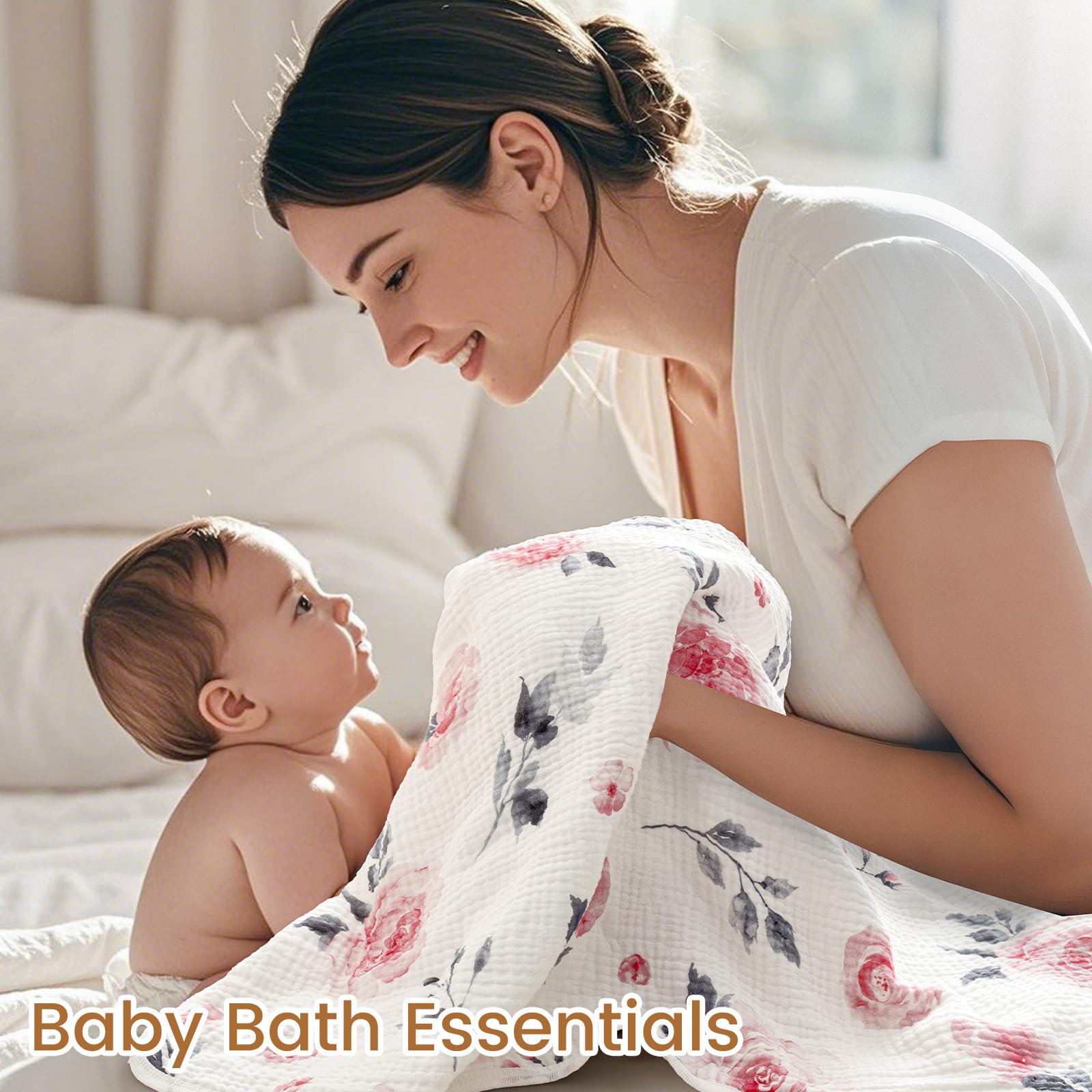 David's Kids hooded towel pink floral design perfect for girl bath time.
