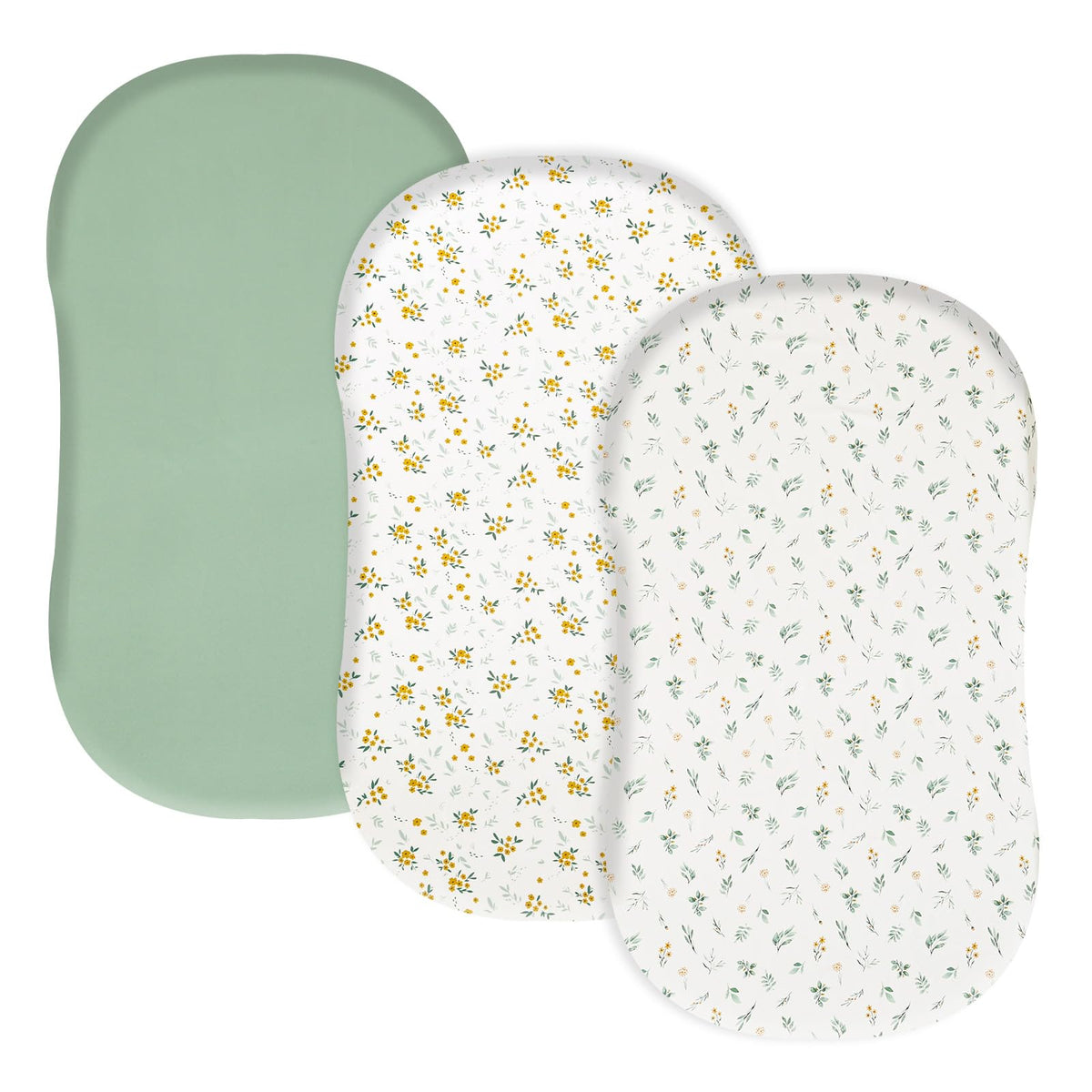Davids Kids leaf pattern bassinet sheet offers soft, breathable comfort.