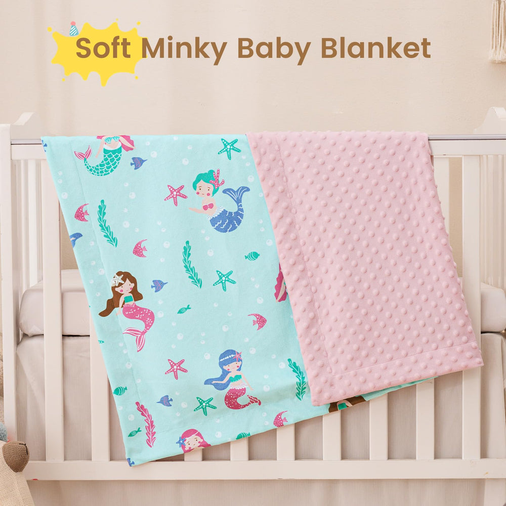 david's kids mermaid minky blanket on a sleeping baby demonstrates cozy nap-time comfort