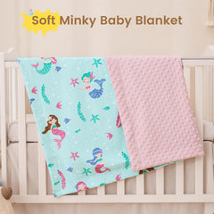 david's kids mermaid minky blanket on a sleeping baby demonstrates cozy nap-time comfort