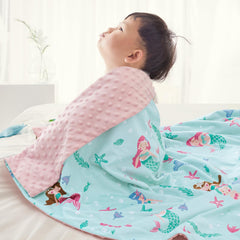 david's kids mermaid minky blanket double-layer close-up emphasizes warmth and breathability