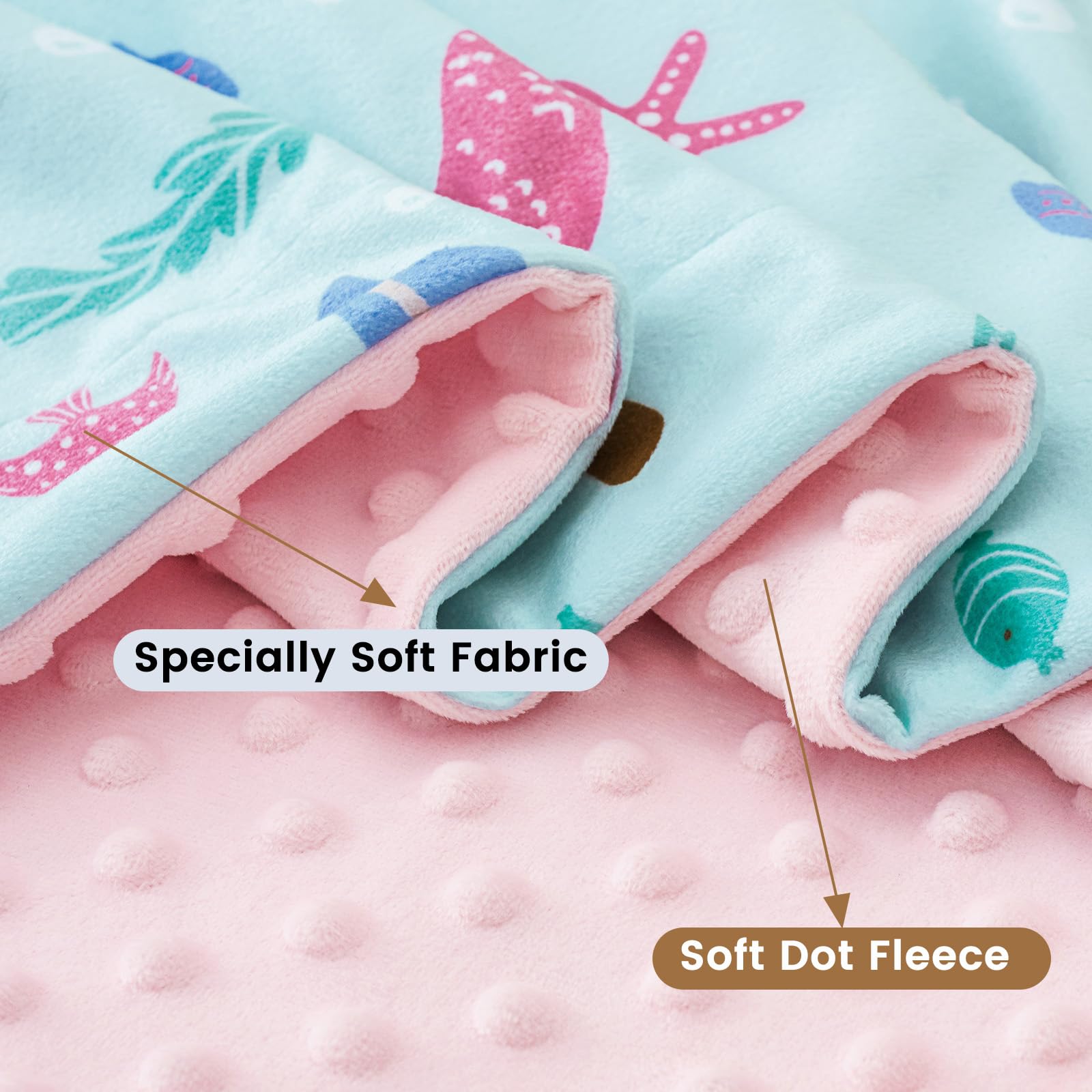 david's kids mermaid minky blanket folded for crib shows easy, portable comfort
