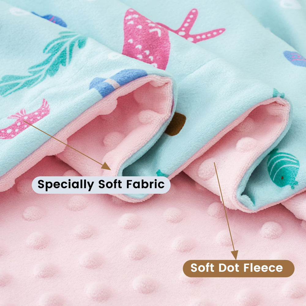david's kids mermaid minky blanket folded for crib shows easy, portable comfort