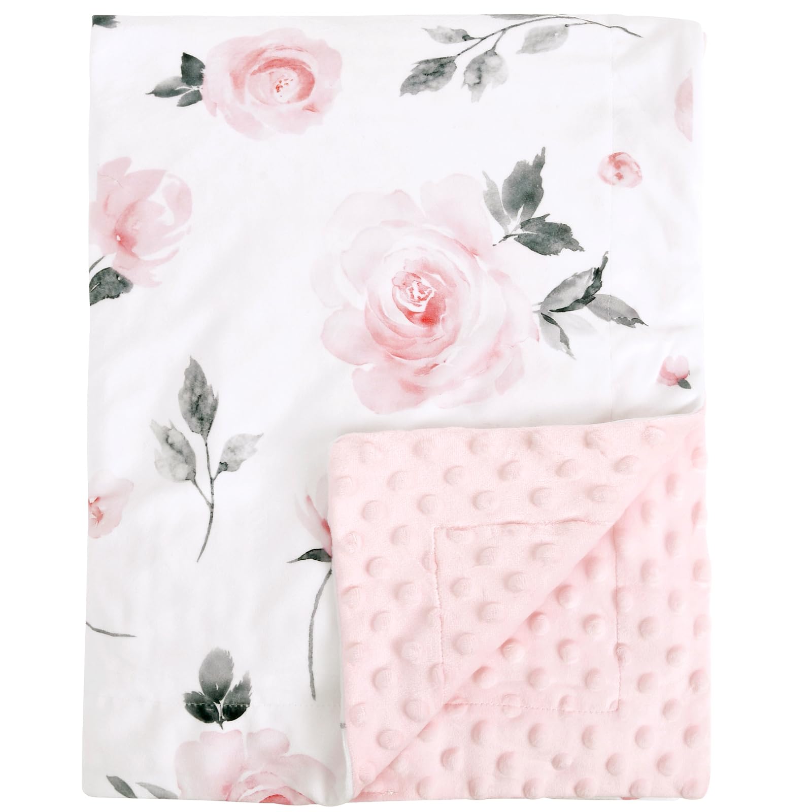 David's Kids Micro Fleece Minky Blanket front floral pattern for gentle newborn comfort.