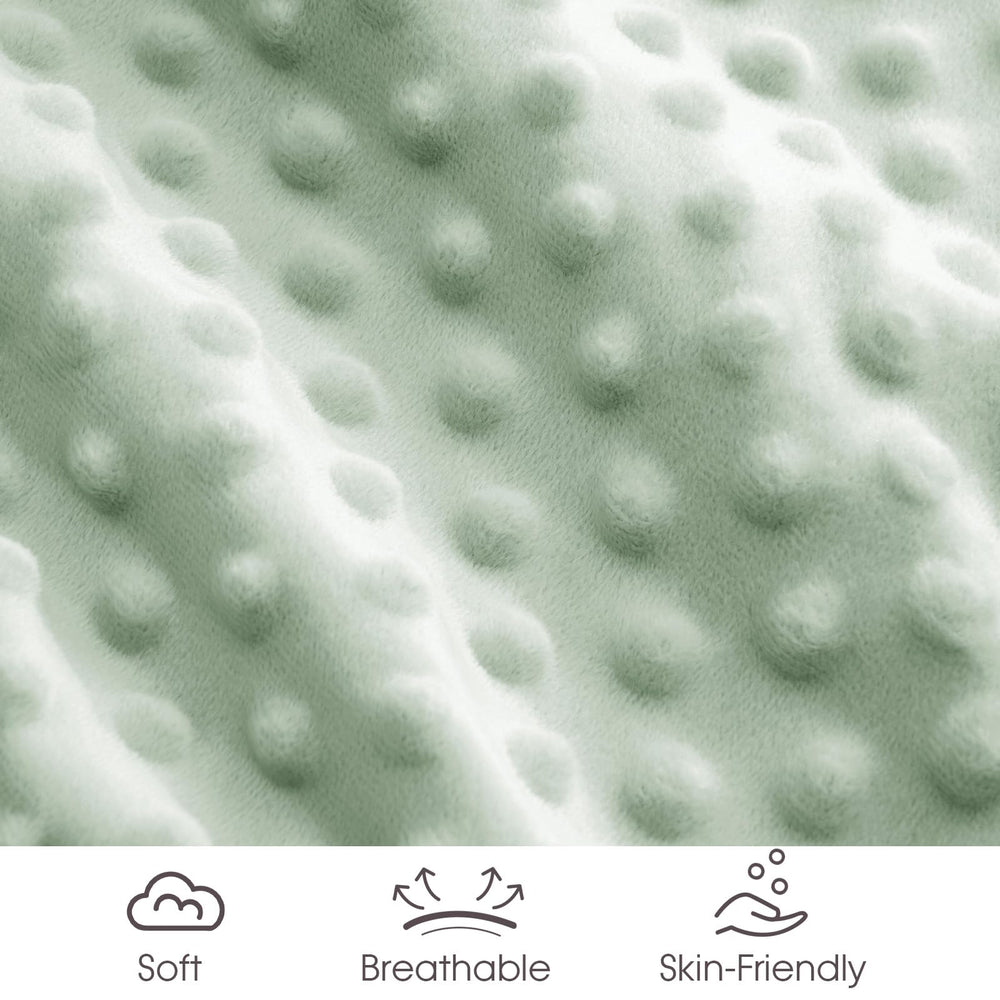 Sage green David's Kids Minky blanket folded for compact storage