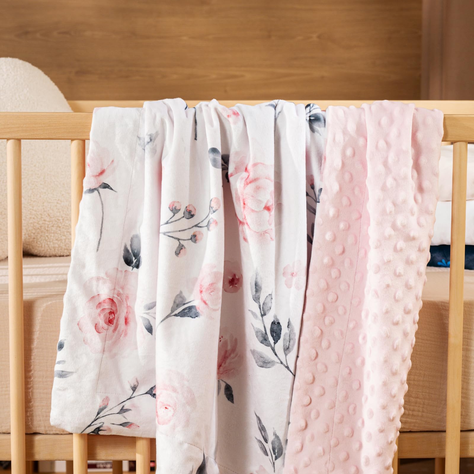 David's Kids Minky blanket back fleece side inviting cozy snuggles.