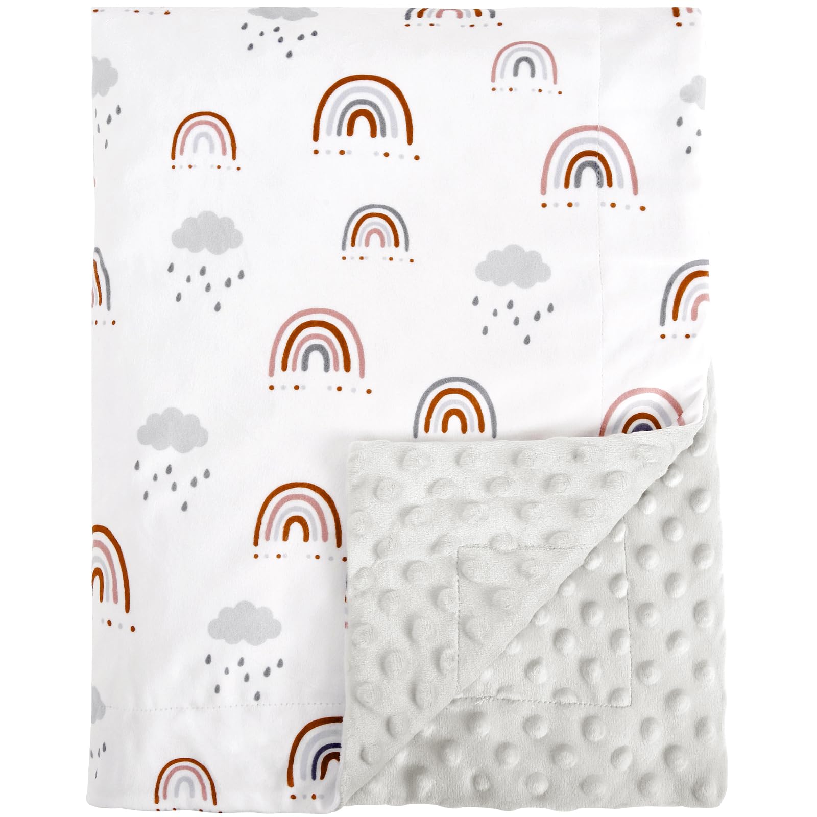 David's Kids Minky Blanket rainbow pattern offers cozy comfort for naps and stroller trips.