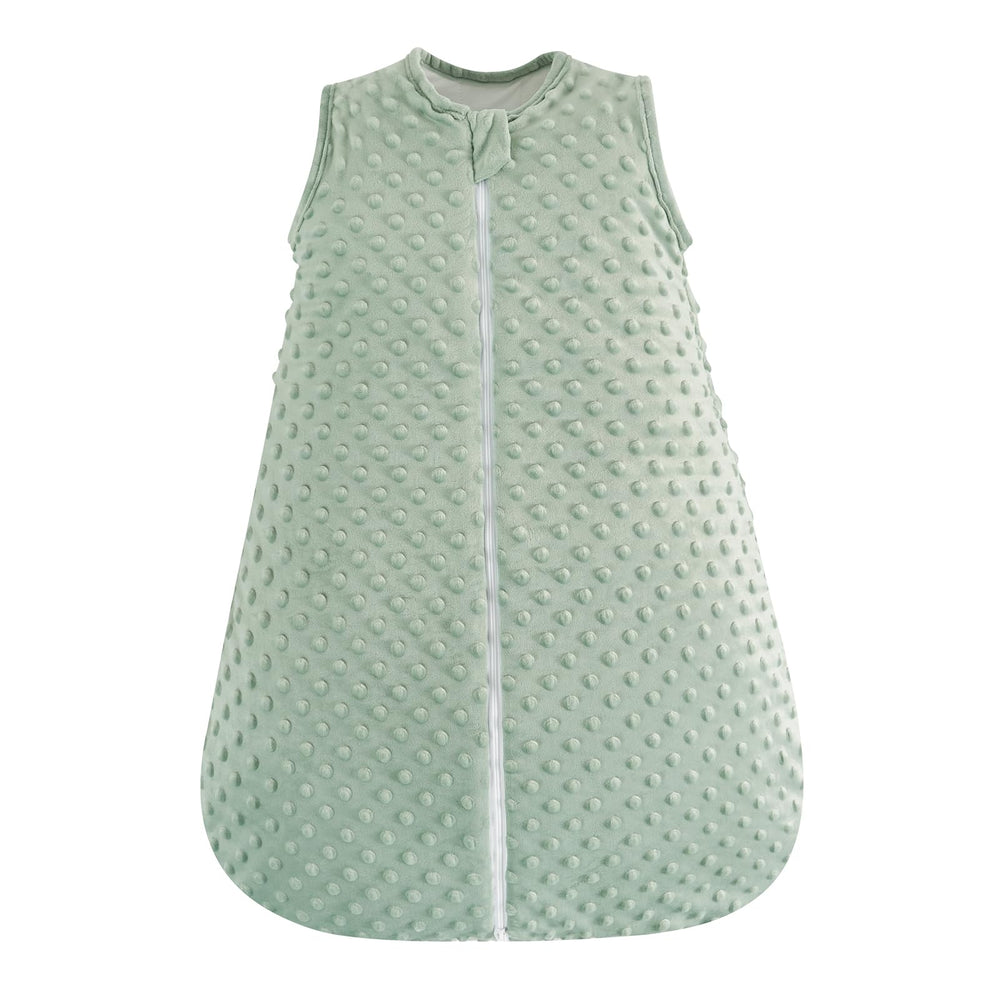 David's Kids Minky Sleep Sack sage green front view showing cozy warmth
