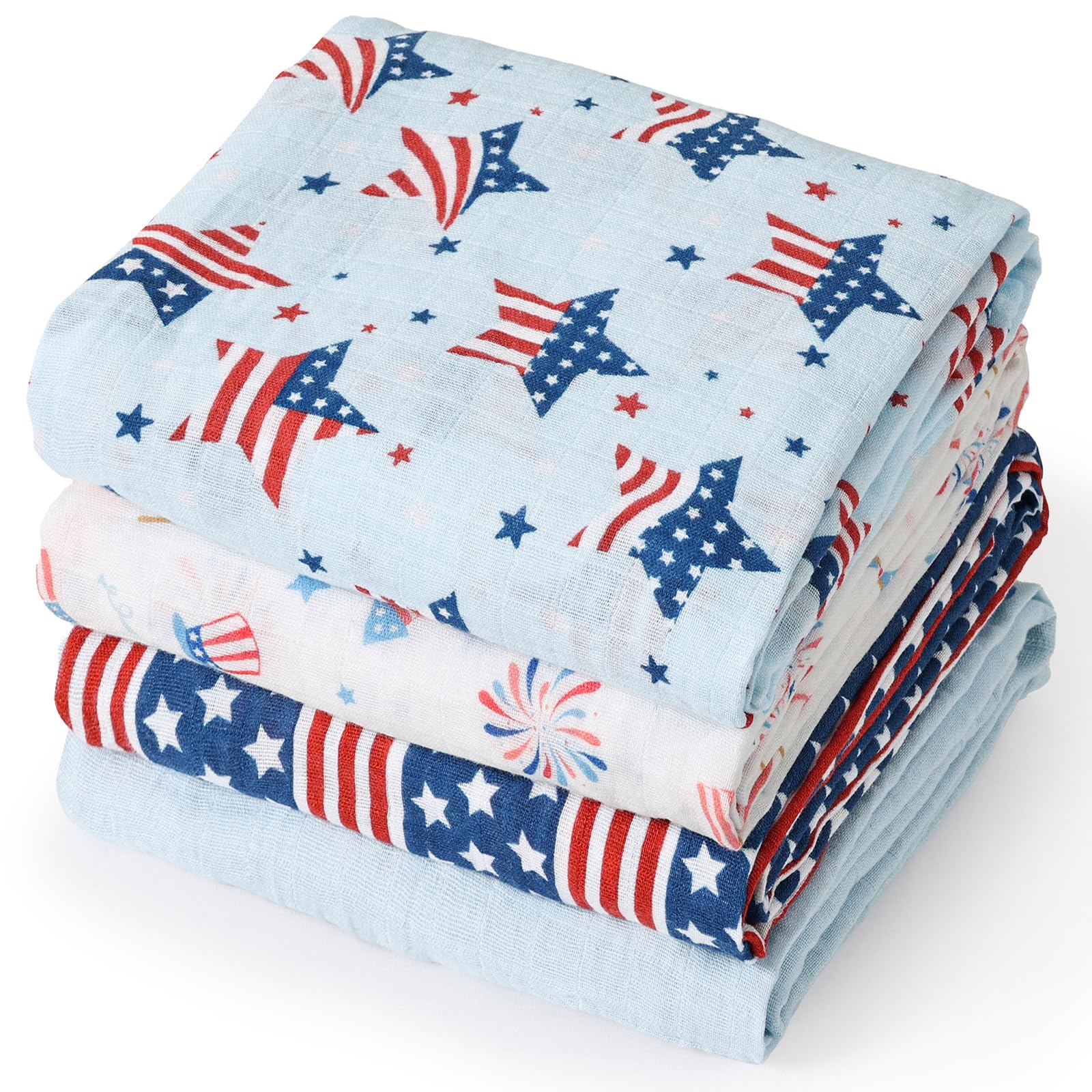 David's Kids muslin blankets four-pack in packaging, versatile newborn essential for travel and gifting.