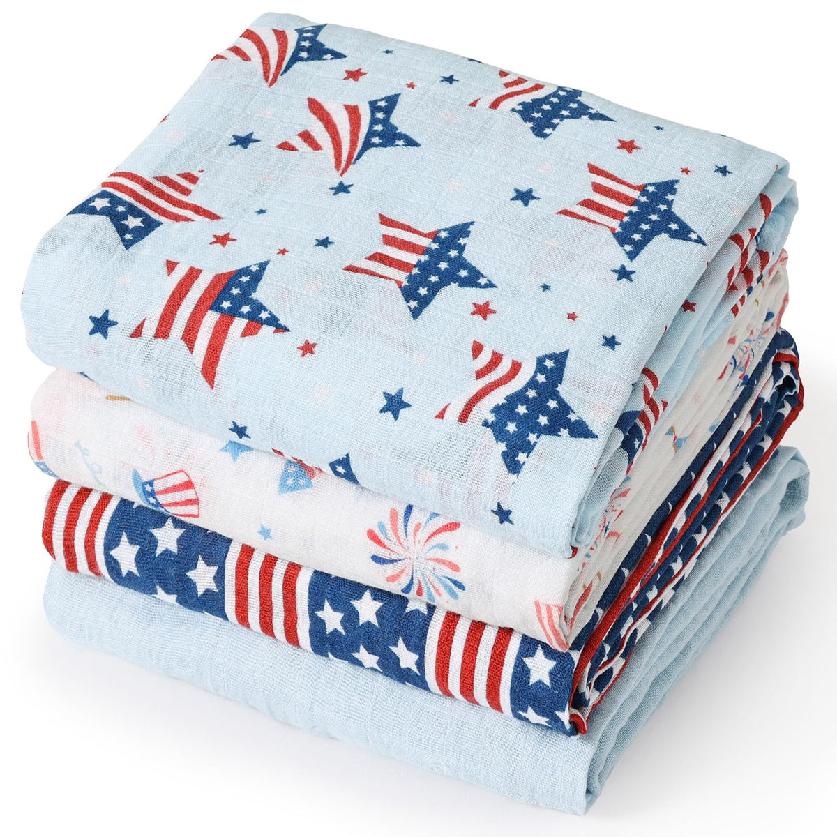 David's Kids muslin blankets four-pack in packaging, versatile newborn essential for travel and gifting.