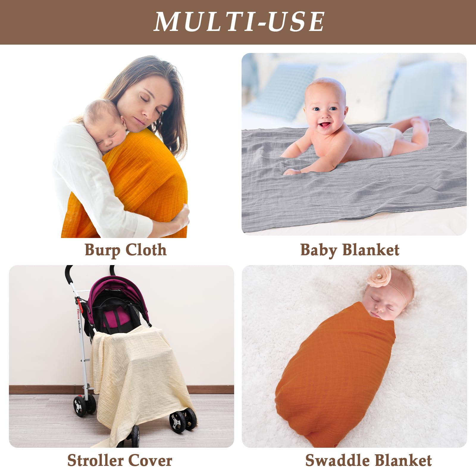 David's Kids muslin blanket large pack image emphasizes value and convenience.