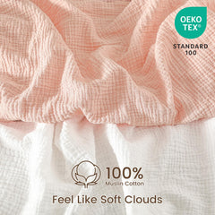 David's Kids Muslin Crib Sheets close-up shows a soft weave for breathable year-round comfort